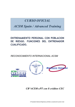 CURSO OFICIAL ACSM Spain / Advanced Training