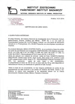 Certificado Libre Venta Polonia y CE MS-Pasta100ml