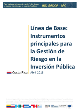 Línea de base: Instrumentos principales para la Gestión del Riesgo