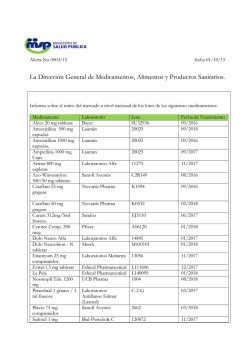La Dirección General de Medicamentos, Alimentos y Productos