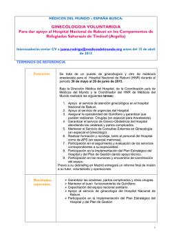 GINECÓLOGO/A VOLUNTARIO/A Para dar apoyo al Hospital