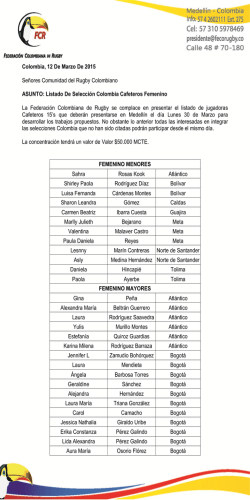 Listado femenino mayores y menores.