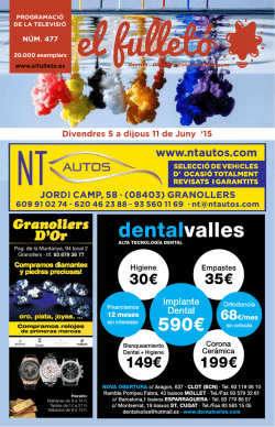 Divendres 5 a dijous 11 de Juny `15