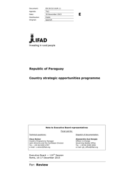 For: Review Republic of Paraguay Country strategic opportunities