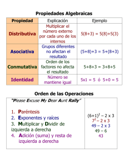 Propiedades Algebraicas Distributiva Asociativa Conmutativa