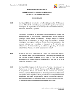 Resolución No. ARCONEL-060/15 EL DIRECTORIO DE LA