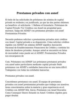 Prestamos privados con asnef