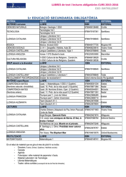 Llibres ESO i BAT Curs 15-16