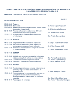 OCTAVO CURSO DE ACTUALIZACIÓN EN HEMATOLOGIA