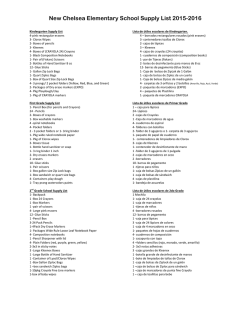 New Chelsea Elementary School Supply List 2015-2016