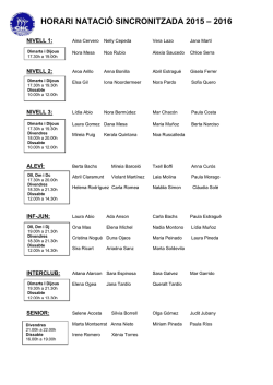 horari natació sincronitzada 2015 – 2016