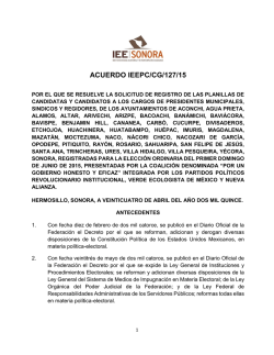 ACUERDO IEEPC/CG/127/15 - Consejo Estatal Electoral y de