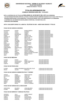 T&iacute;tulos y Grados Aproba.C.U.del 31-03-2015
