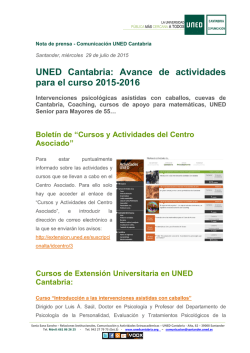 UNED Cantabria: Avance de actividades para el curso 2015-2016