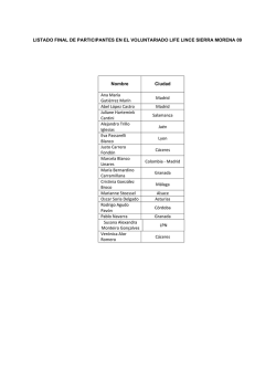 List of volunteers admitted to the field of Sierra Morena 2009