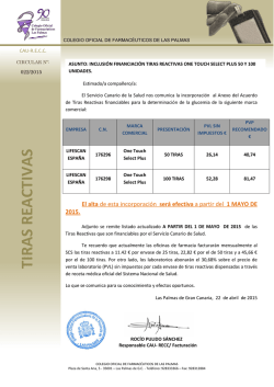 TIRAS REACTIVAS - Colegio Oficial de Farmacéuticos de Las Palmas