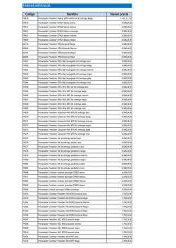 TARIFAS ARTÍCULOS Codigo Nombre Nuevo precio