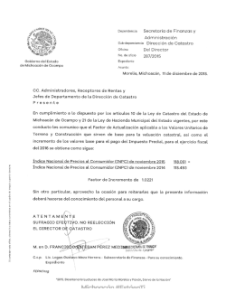 Factor de incremento 2016 - Secretaría de Finanzas y Administración