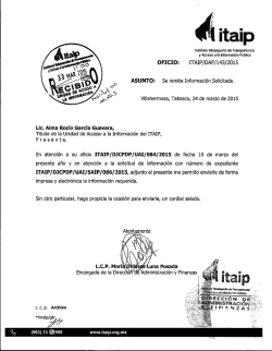 ITAIP/DAF/143/2015 ASUNTO: Se remite Información Solicitada