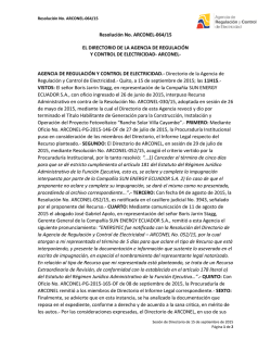 Resolución No. ARCONEL-064/15 EL DIRECTORIO DE LA