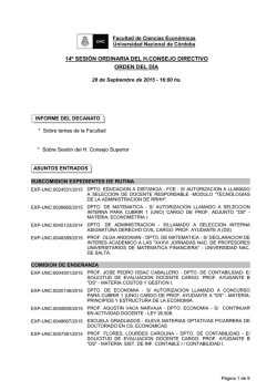 14ª Sesión Ordinaria - Facultad de Ciencias Económicas