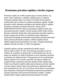 Prestamos privados rapidos y faciles espana