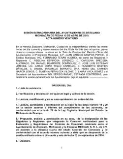 SESIÓN EXTRAORDINARIA DEL AYUNTAMIENTO DE