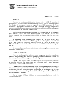 DECRETO Nº. 1.535/2015 DECRETO Conocidos los expedientes