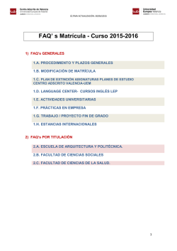 FAQ` s Matrícula - Universidad Europea de Valencia