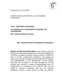 Convocatoria 001 / 2015 - ESE Hospital Regional Chiquinquirá • La