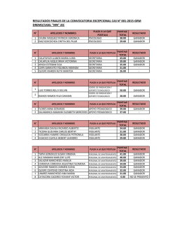 RESULTADOS FINALES DE LA CONVOCATORIA EXCEPCIONAL