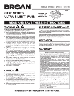 qtxe series ultra silenttm fans read and save these instructions