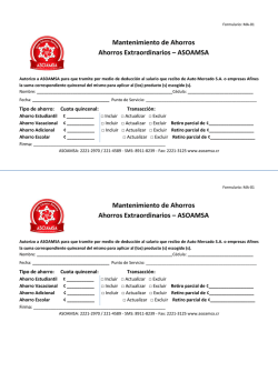 Mantenimiento de Ahorros Ahorros Extraordinarios &ndash; ASOAMSA