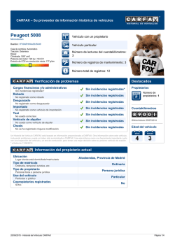 Historial Carfax PEUGEOT 5008 Sport Pack 2.0 HDI 163 FAP