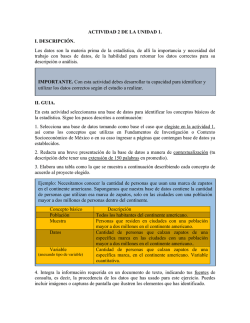 ACTIVIDAD 2 DE LA UNIDAD 1. I. DESCRIPCIÓN. Los datos son la