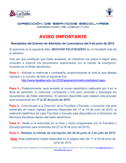 AVISO IMPORTANTE