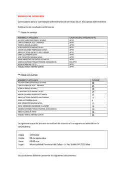 PROCESO CAS Nº 010-2015 Convocatoria para la contratación