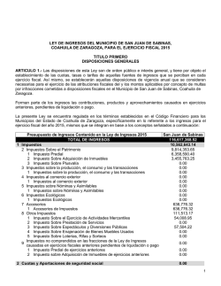 Iniciativa Ley de Ingresos 2015 - Municipio San Juan de Sabinas