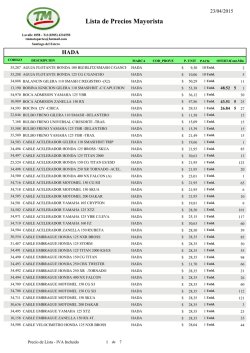 Nueva lista de precios de HADA