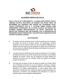 ACUERDO IEEPC/CG/316/15 - Consejo Estatal Electoral y de