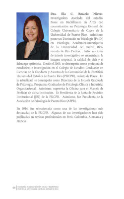 Dra. Ilia C. Rosario Nieves: Investigadora Asociada del estudio