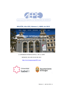 BOLETÍN, Año XIII, Número 2, ABRIL de 2015 L CONGRESO