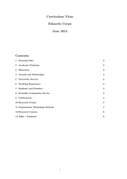 Curriculum Vitae Eduardo Cerpa June 2015 Contents