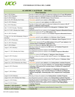 Academic Calendar - Universidad Central del Caribe