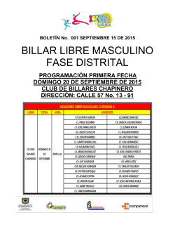 Boletín 001 Billar Libre Masculino