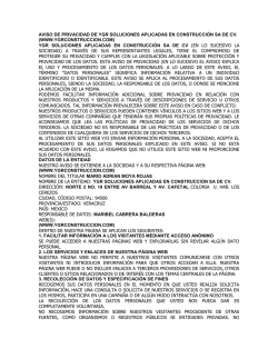 AVISO DE PRIVACIDAD DE YGR SOLUCIONES APLICADAS EN