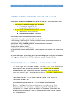 bachillerato a distancia, latín i, exámenes de 3ª evaluación y de