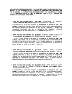 lista de acuerdos que con esta fecha siendo las catorce horas se fija