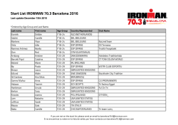 Start List IRONMAN 70.3 Barcelona 2016