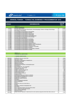 ARANCEL FONASA: "CONSULTAS, EXAMENES Y